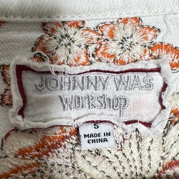 JOHNNY WAS Nena Embroidered Denim Jacket Floral White Sz S $430 {V10} - Picture 4 of 5